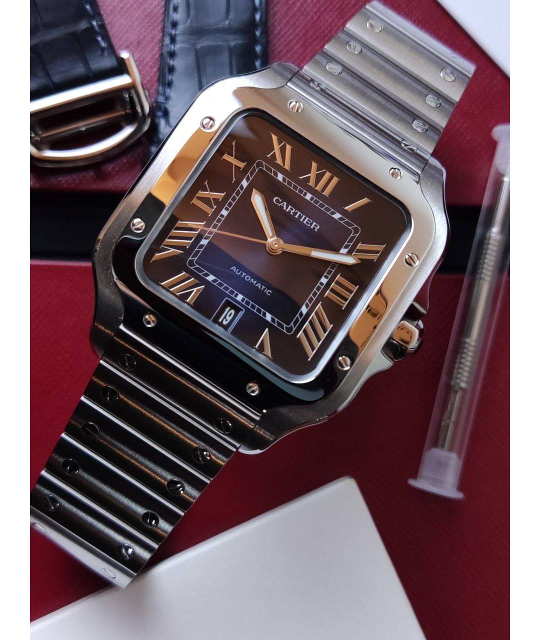 CARTIER Синие металлические часы, фото 3