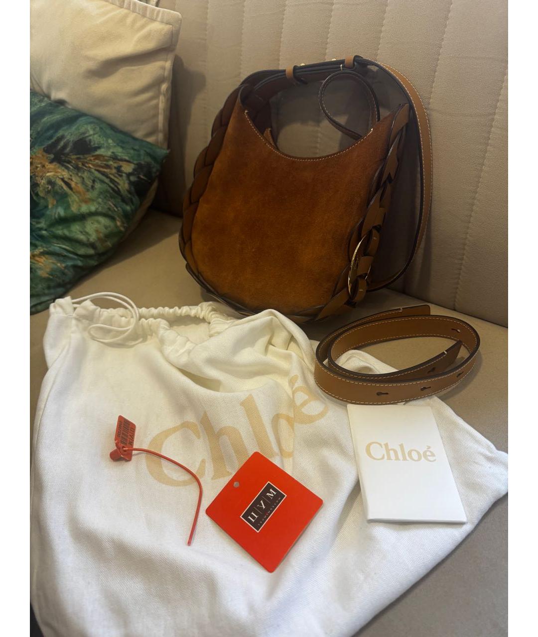 CHLOE Коричневая замшевая сумка через плечо, фото 2