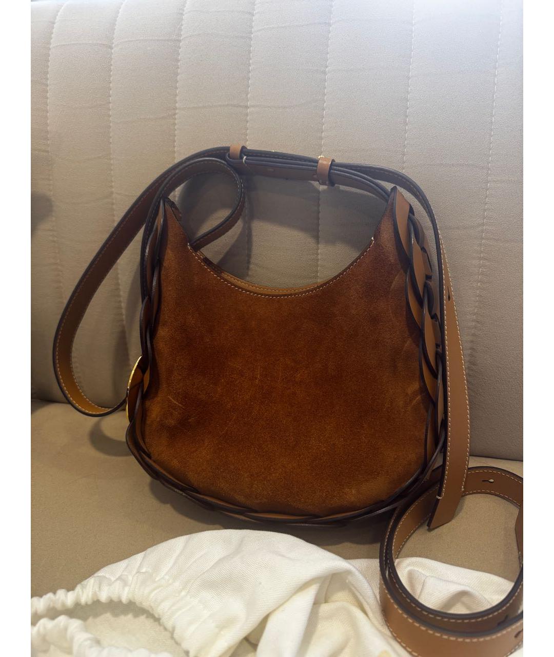 CHLOE Коричневая замшевая сумка через плечо, фото 3