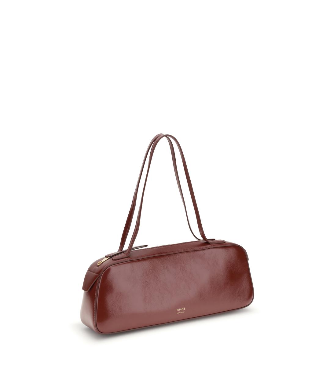 KHAITE Бордовая кожаная сумка через плечо, фото 2