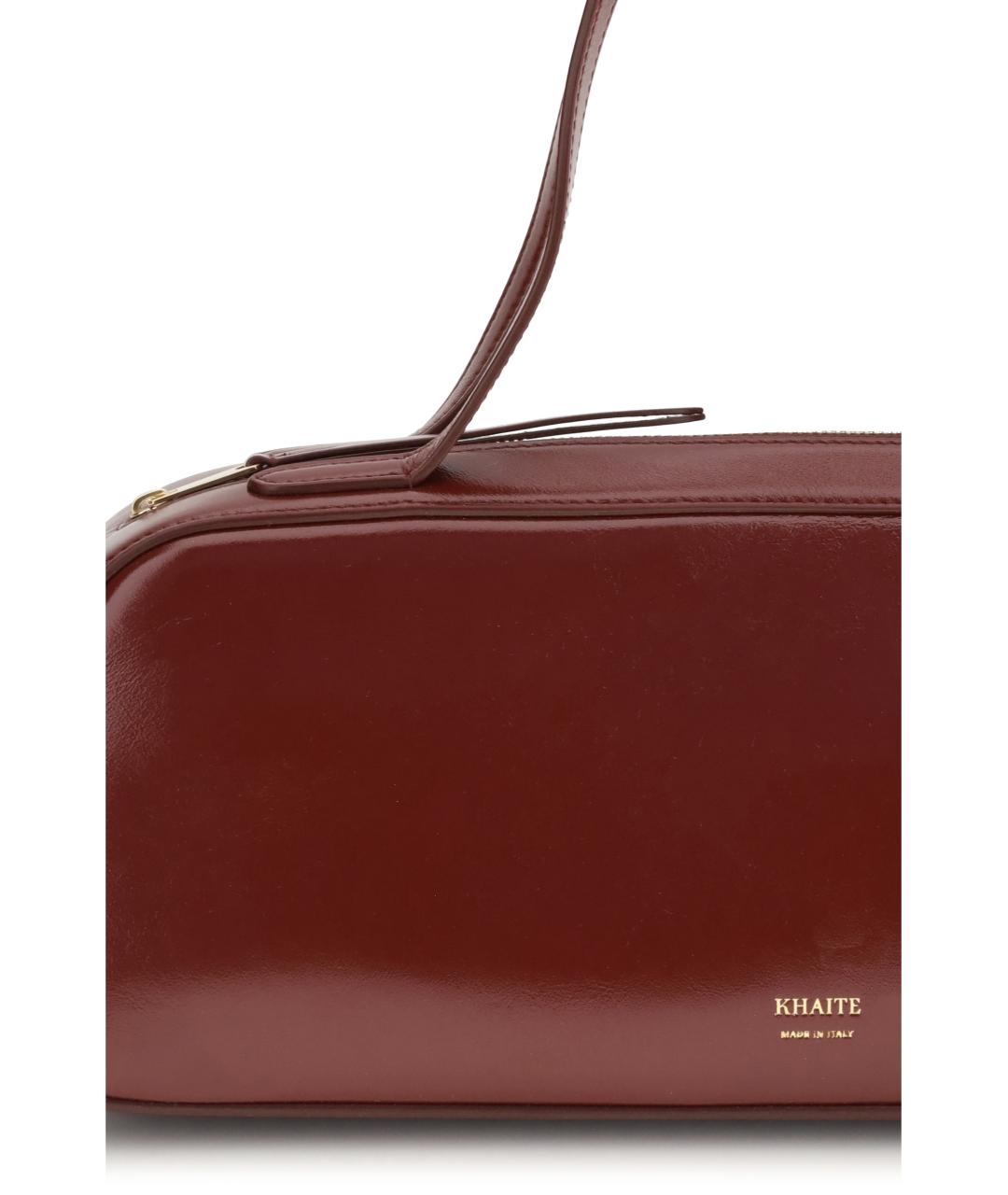 KHAITE Бордовая кожаная сумка через плечо, фото 4