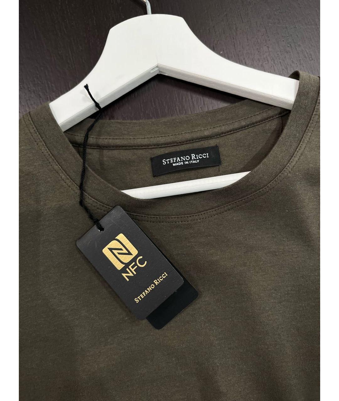 STEFANO RICCI Хаки хлопковая футболка, фото 3