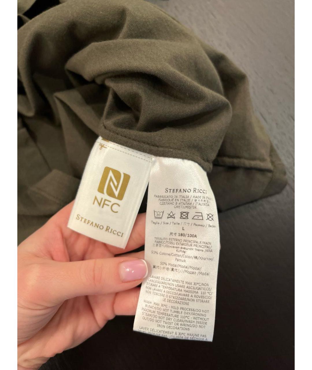 STEFANO RICCI Хаки хлопковая футболка, фото 8