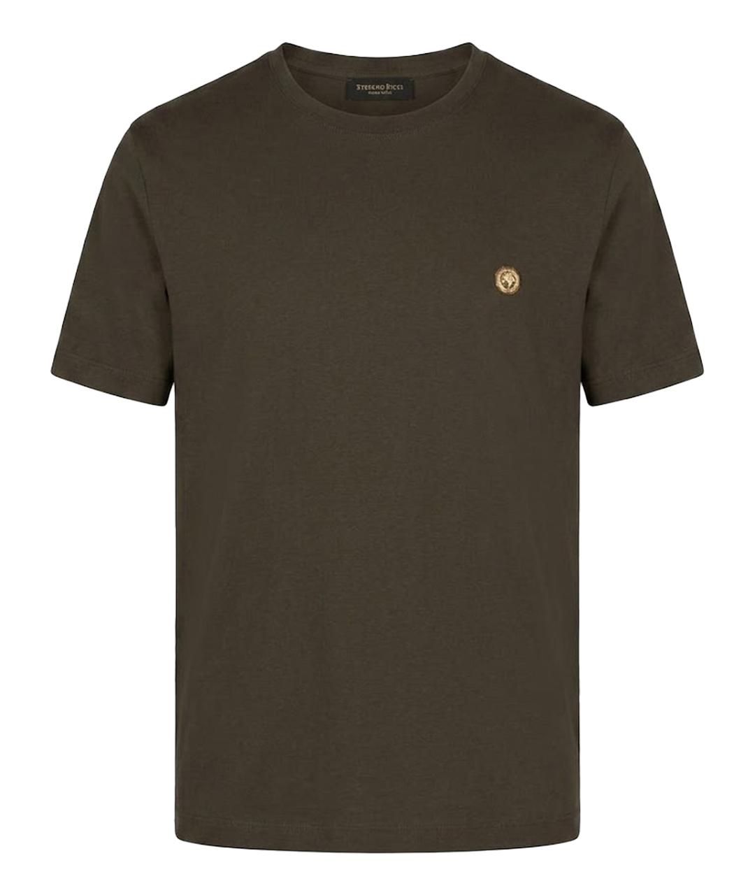 STEFANO RICCI Хаки хлопковая футболка, фото 1