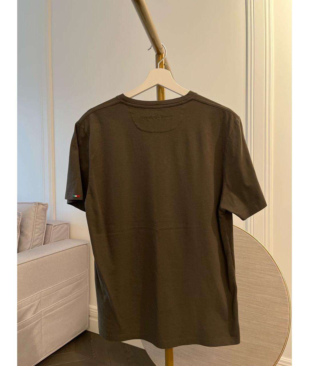STEFANO RICCI Хаки хлопковая футболка, фото 2