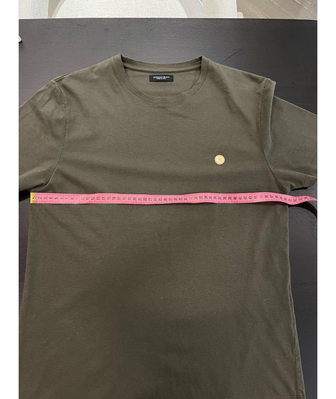 STEFANO RICCI Хаки хлопковая футболка, фото 5