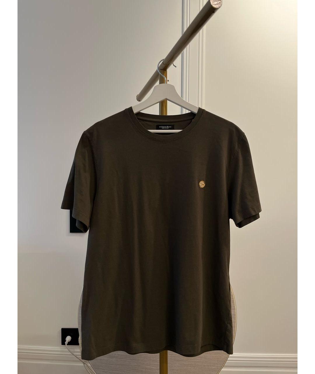 STEFANO RICCI Хаки хлопковая футболка, фото 9