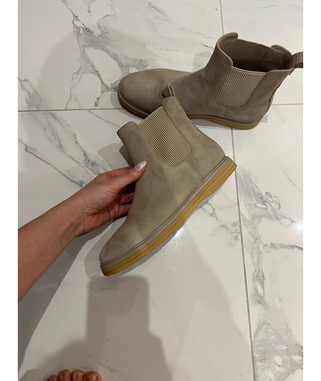 12 STOREEZ Бежевые замшевые полусапоги, фото 4