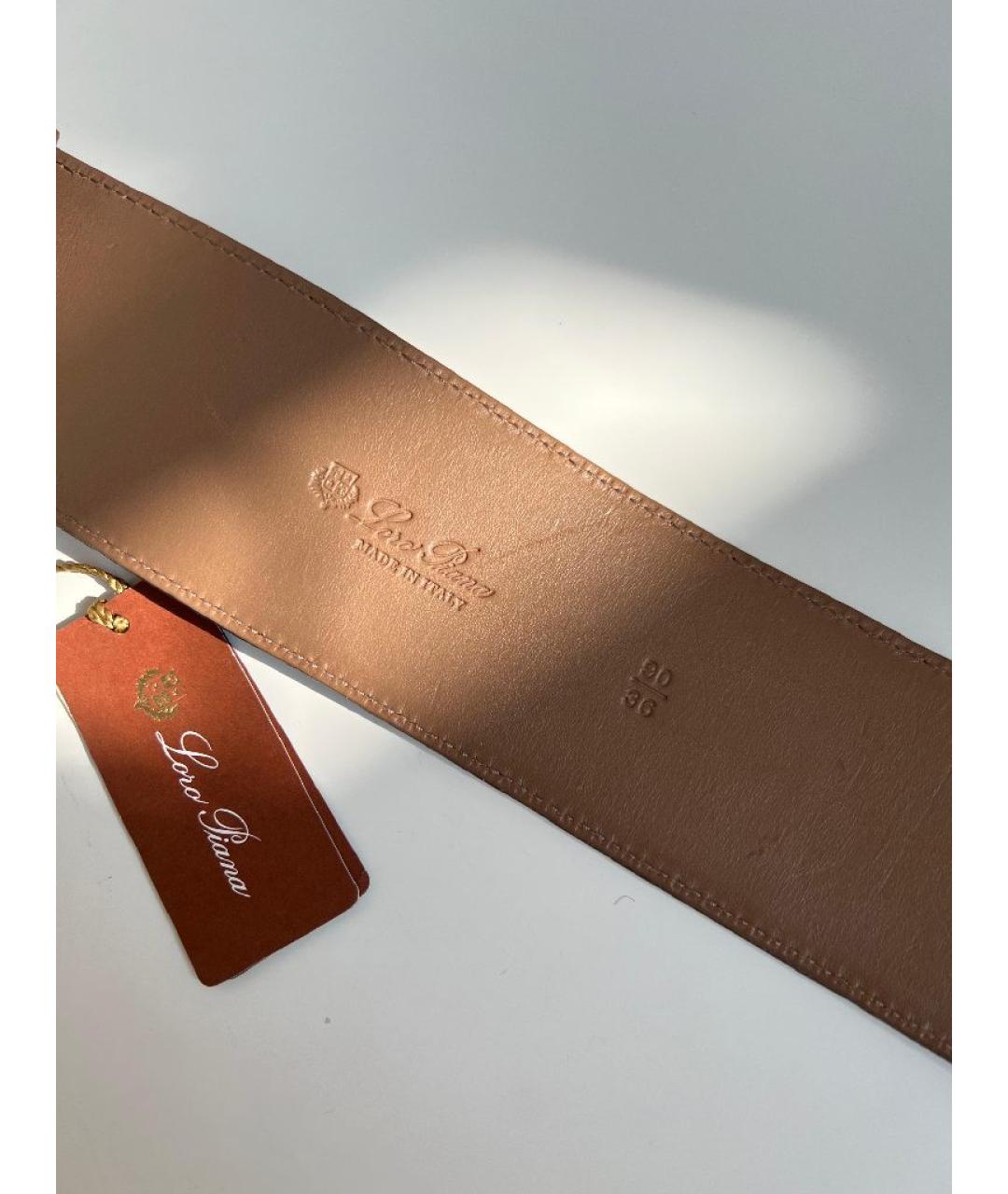 LORO PIANA Коричневый кожаный ремень, фото 9