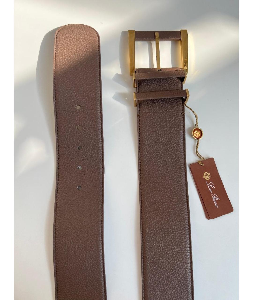 LORO PIANA Коричневый кожаный ремень, фото 8