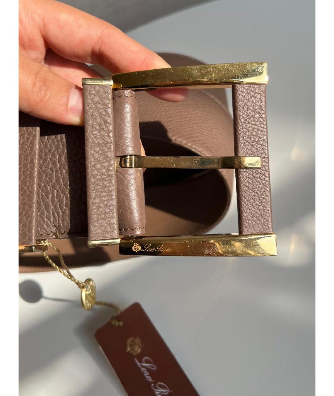 LORO PIANA Коричневый кожаный ремень, фото 2