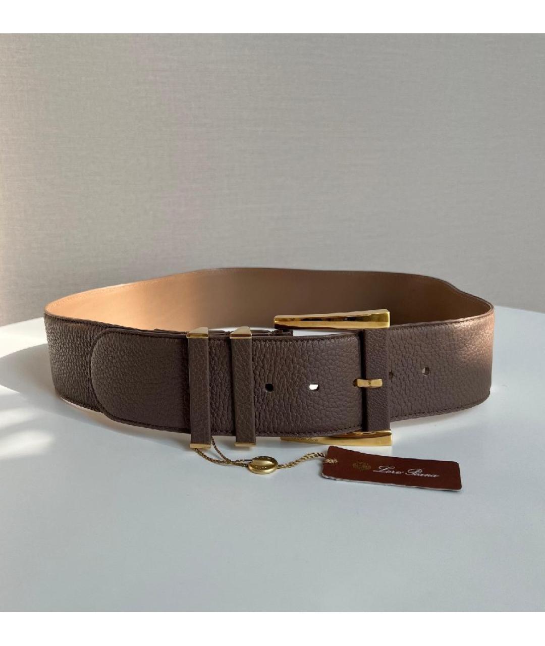 LORO PIANA Коричневый кожаный ремень, фото 10