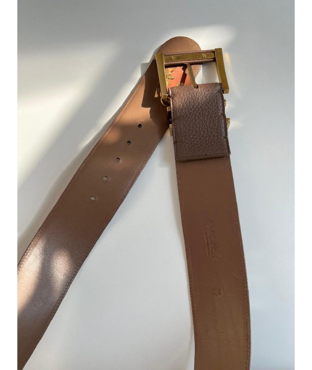 LORO PIANA Коричневый кожаный ремень, фото 7