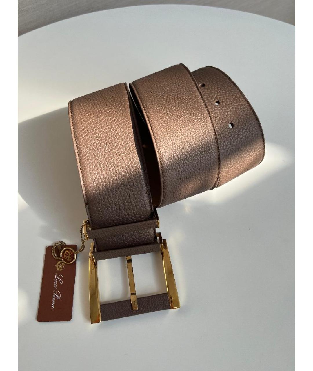 LORO PIANA Коричневый кожаный ремень, фото 5
