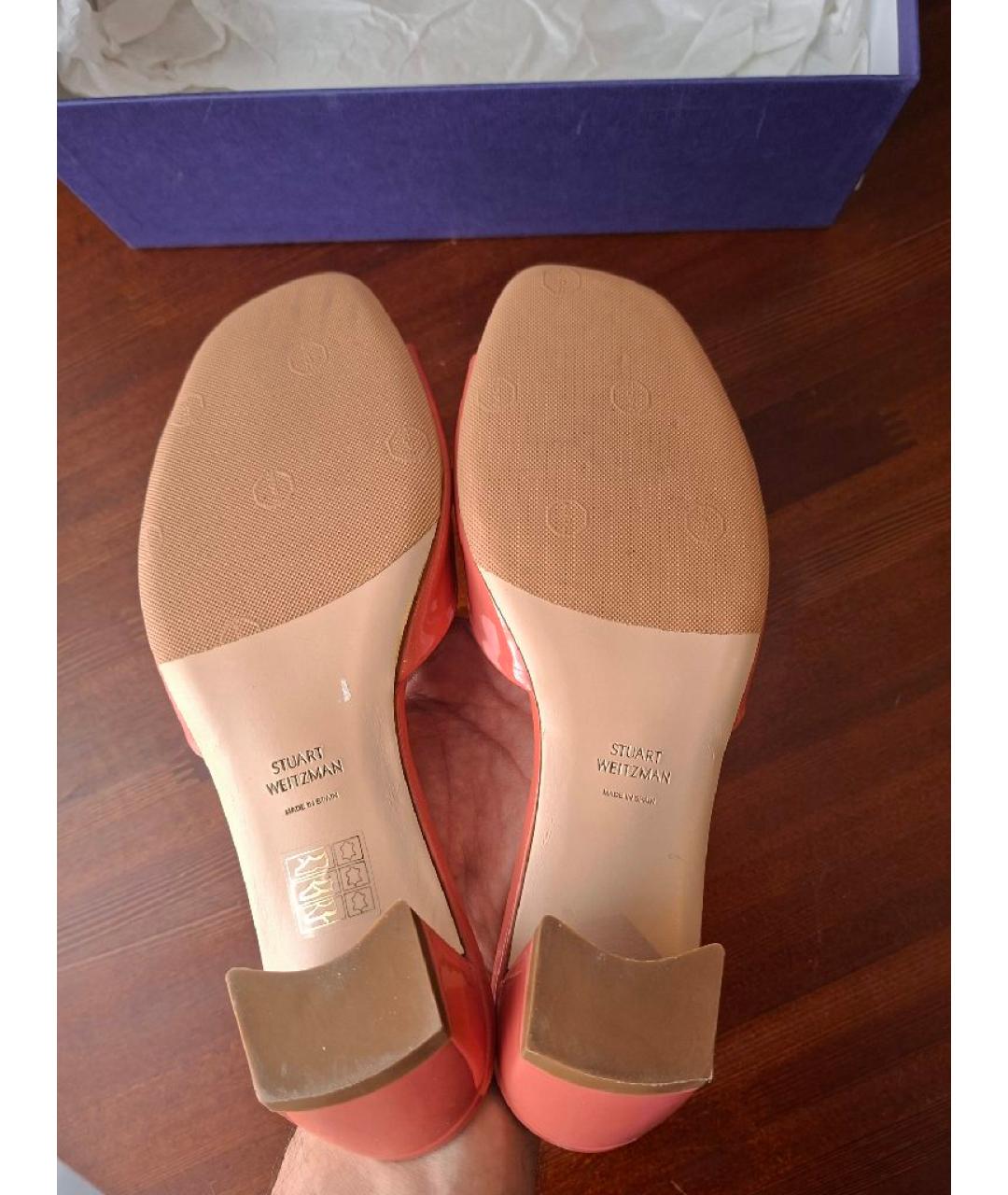 STUART WEITZMAN Розовые сабо из лакированной кожи, фото 5