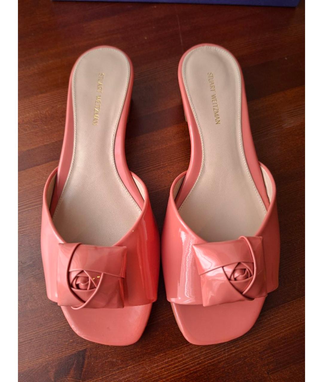 STUART WEITZMAN Розовые сабо из лакированной кожи, фото 3