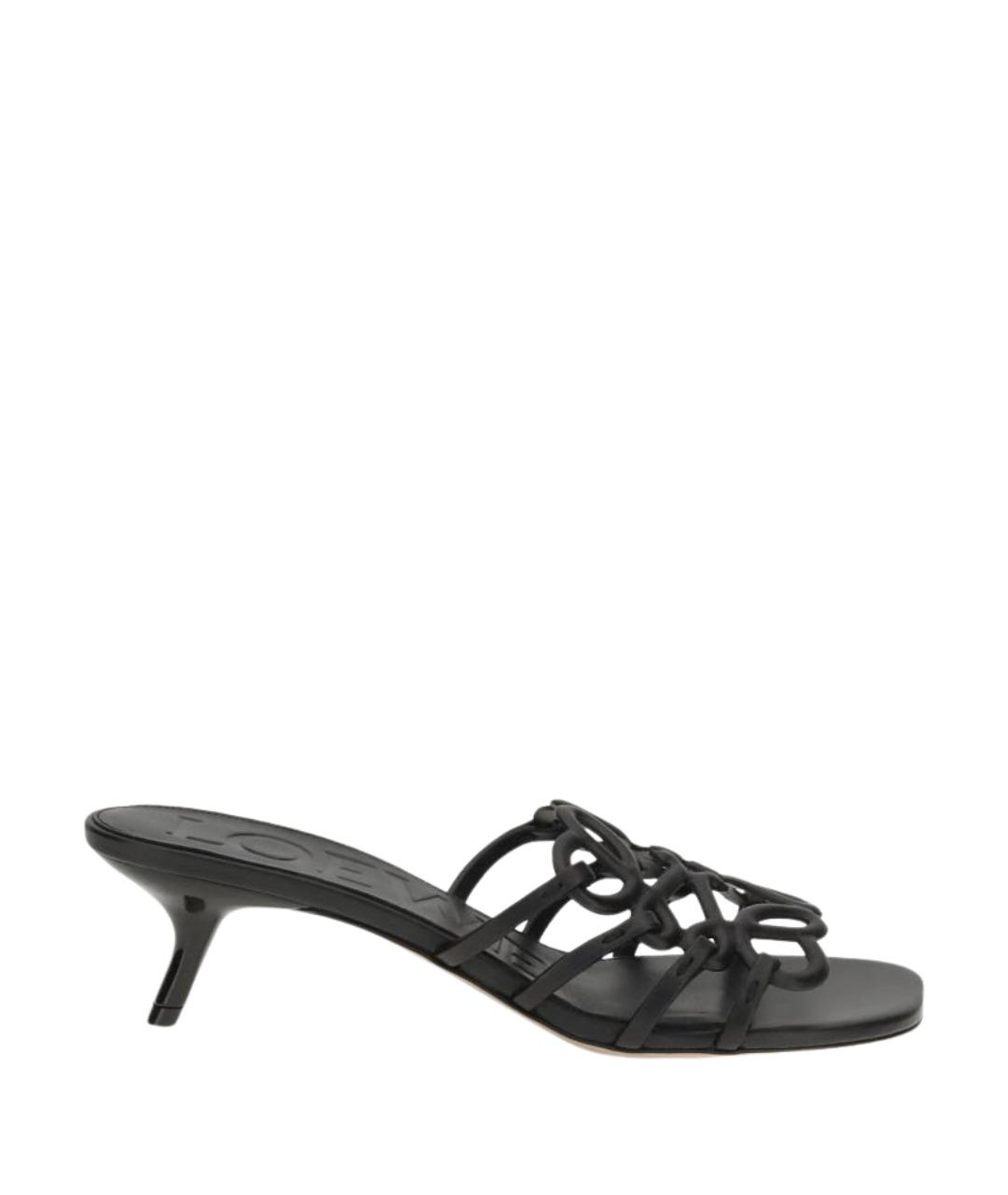 LOEWE Черные кожаные мюли, фото 1
