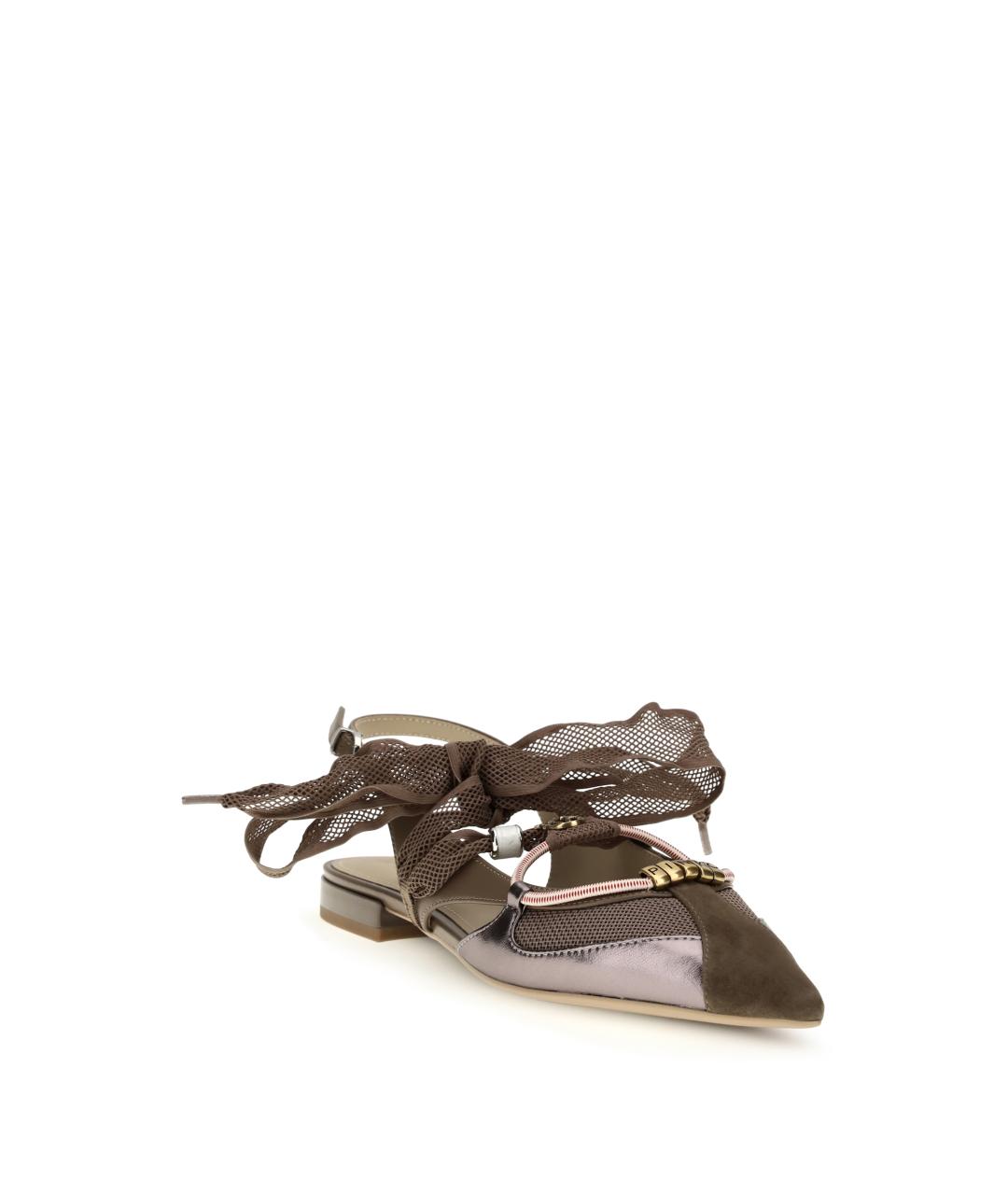 PINKO Коричневые кожаные балетки, фото 2