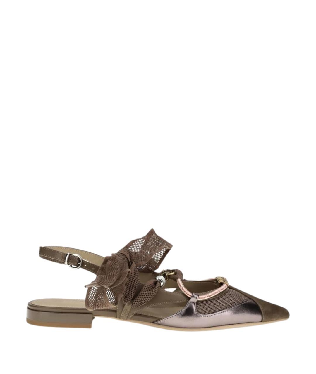 PINKO Коричневые кожаные балетки, фото 1