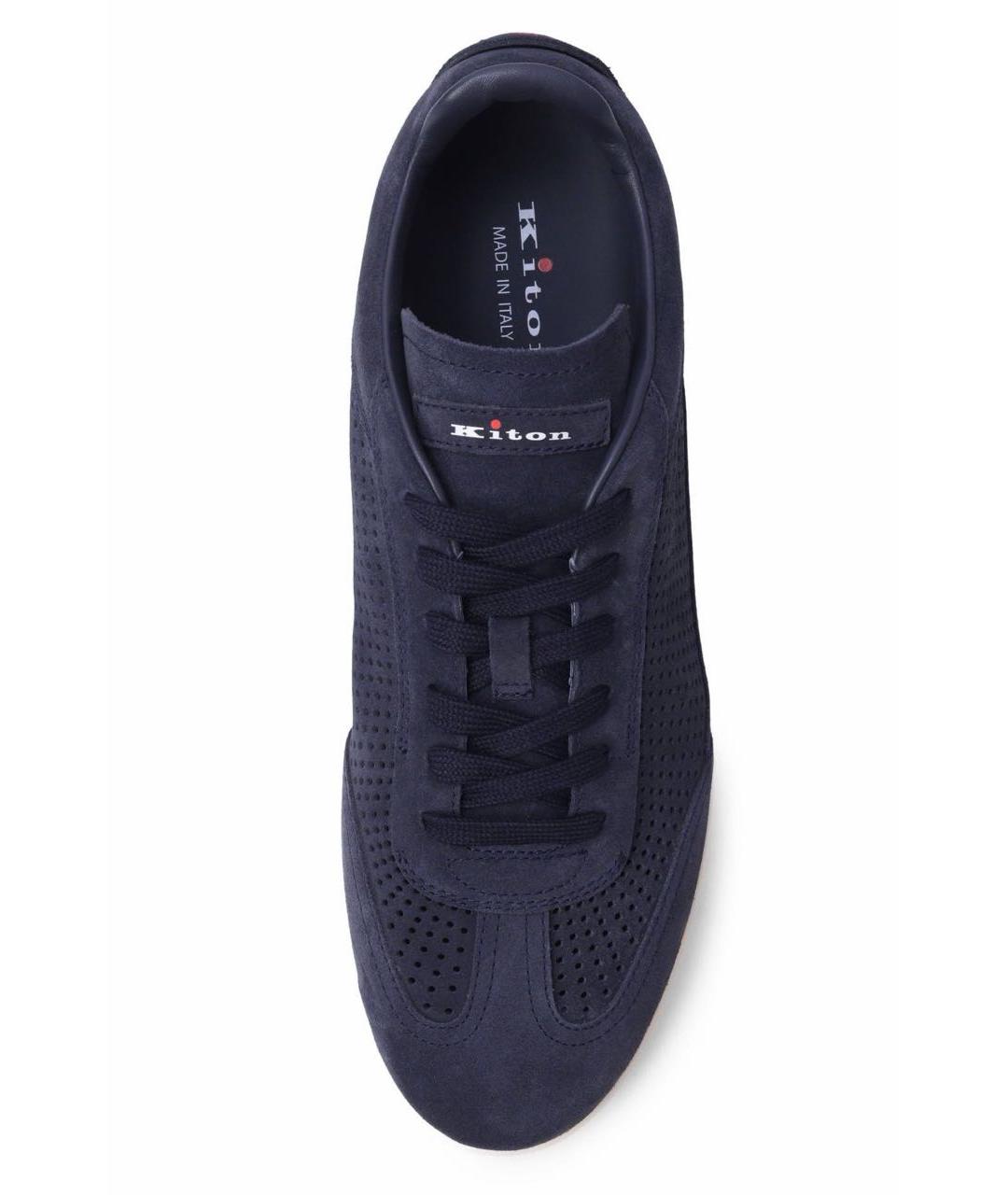 KITON Темно-синие замшевые низкие кроссовки / кеды, фото 4