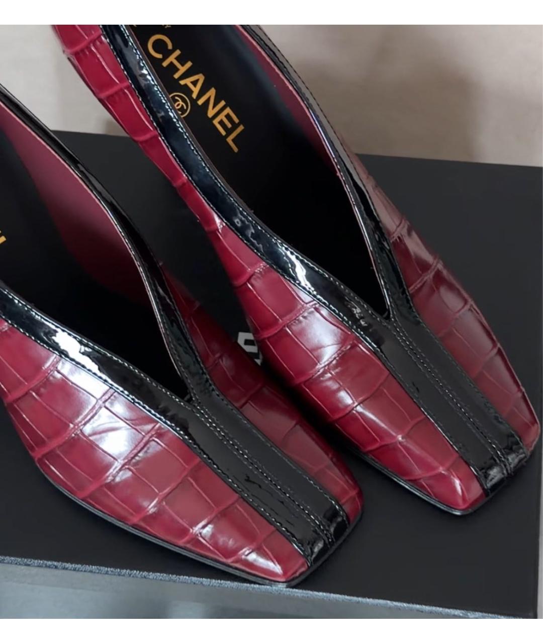 CHANEL Бордовые кожаные туфли, фото 2