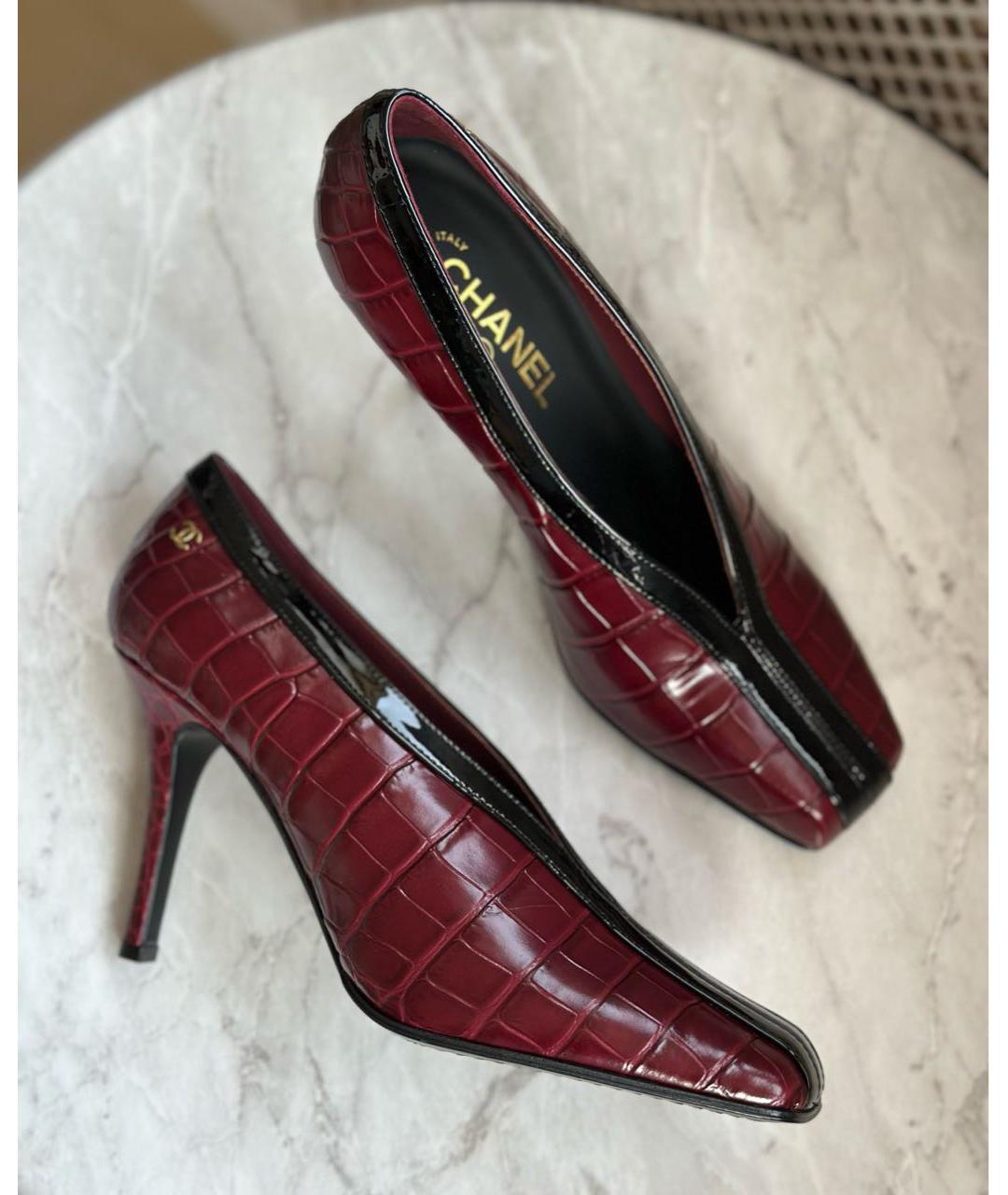 CHANEL Бордовые кожаные туфли, фото 3