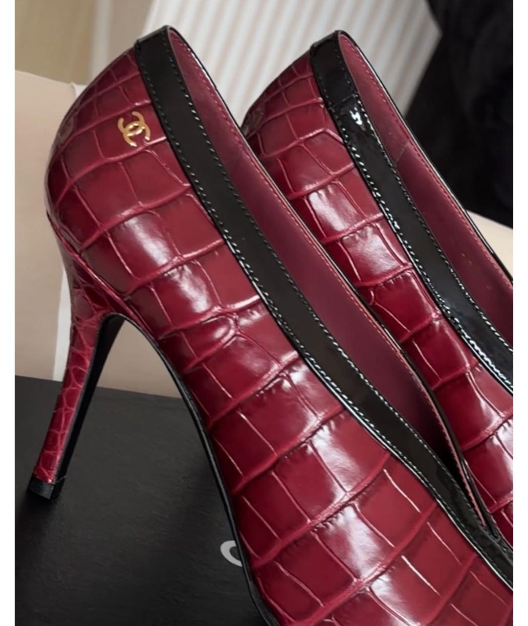 CHANEL Бордовые кожаные туфли, фото 4