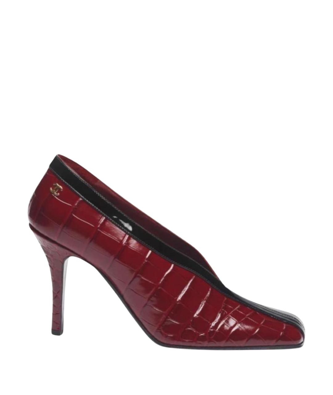 CHANEL Бордовые кожаные туфли, фото 1