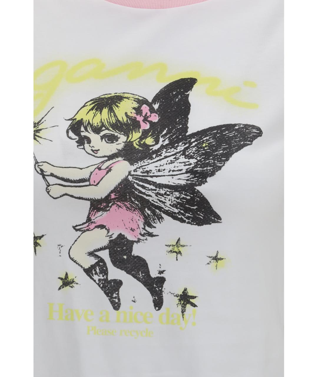 GANNI Белая хлопковая футболка, фото 3