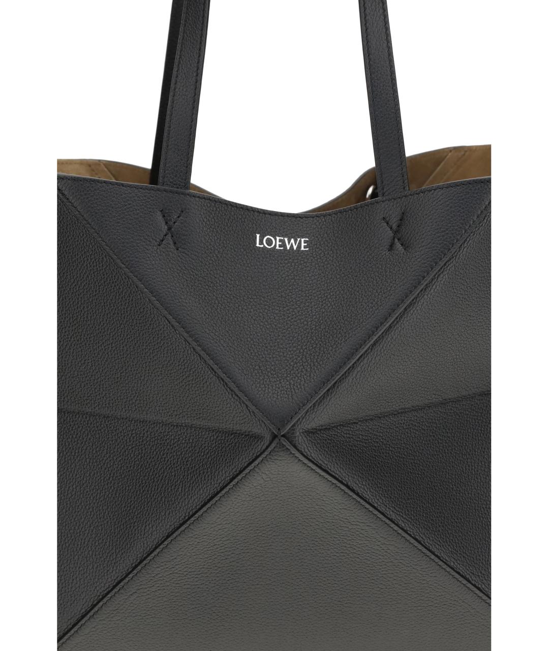 LOEWE Черная кожаная сумка тоут, фото 4