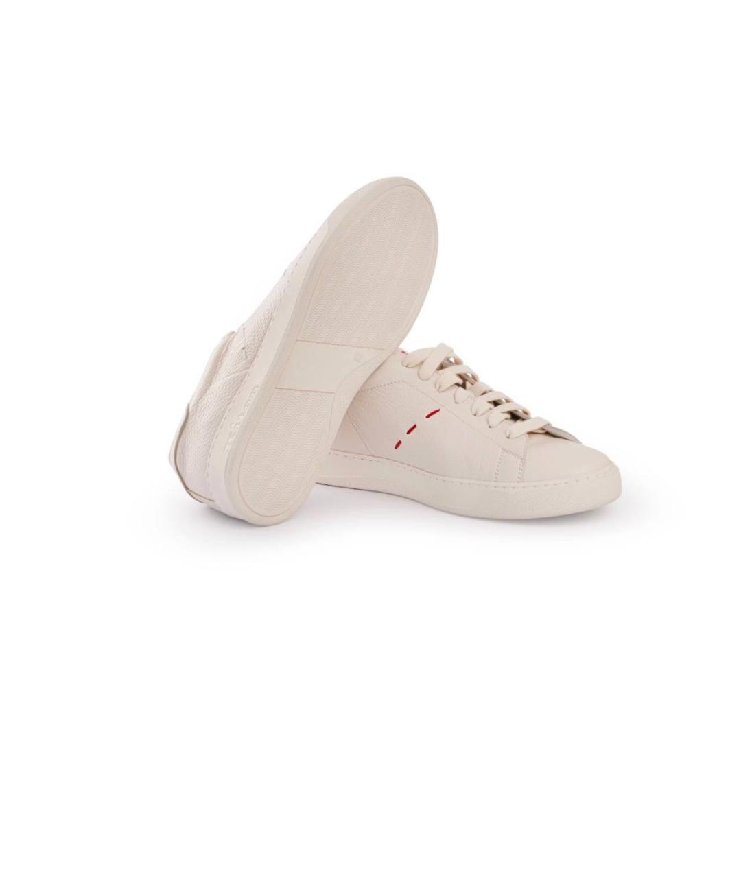 KITON Бежевые кожаные низкие кроссовки / кеды, фото 4