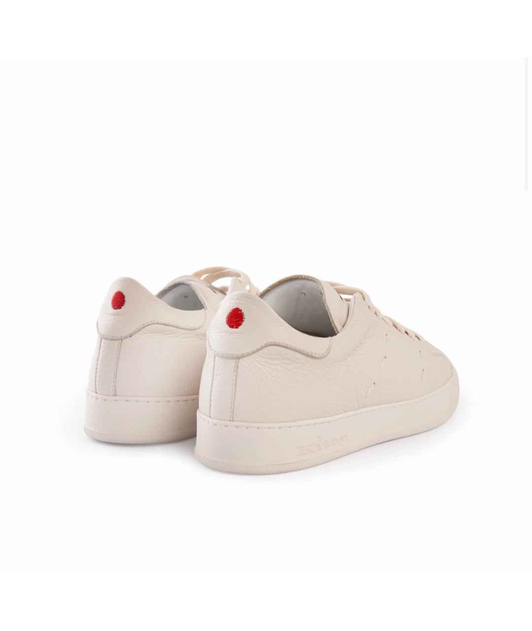 KITON Бежевые кожаные низкие кроссовки / кеды, фото 5