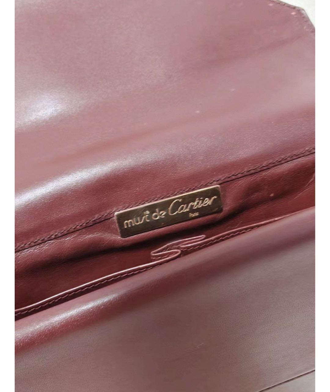 CARTIER Бордовая кожаная сумка через плечо, фото 5