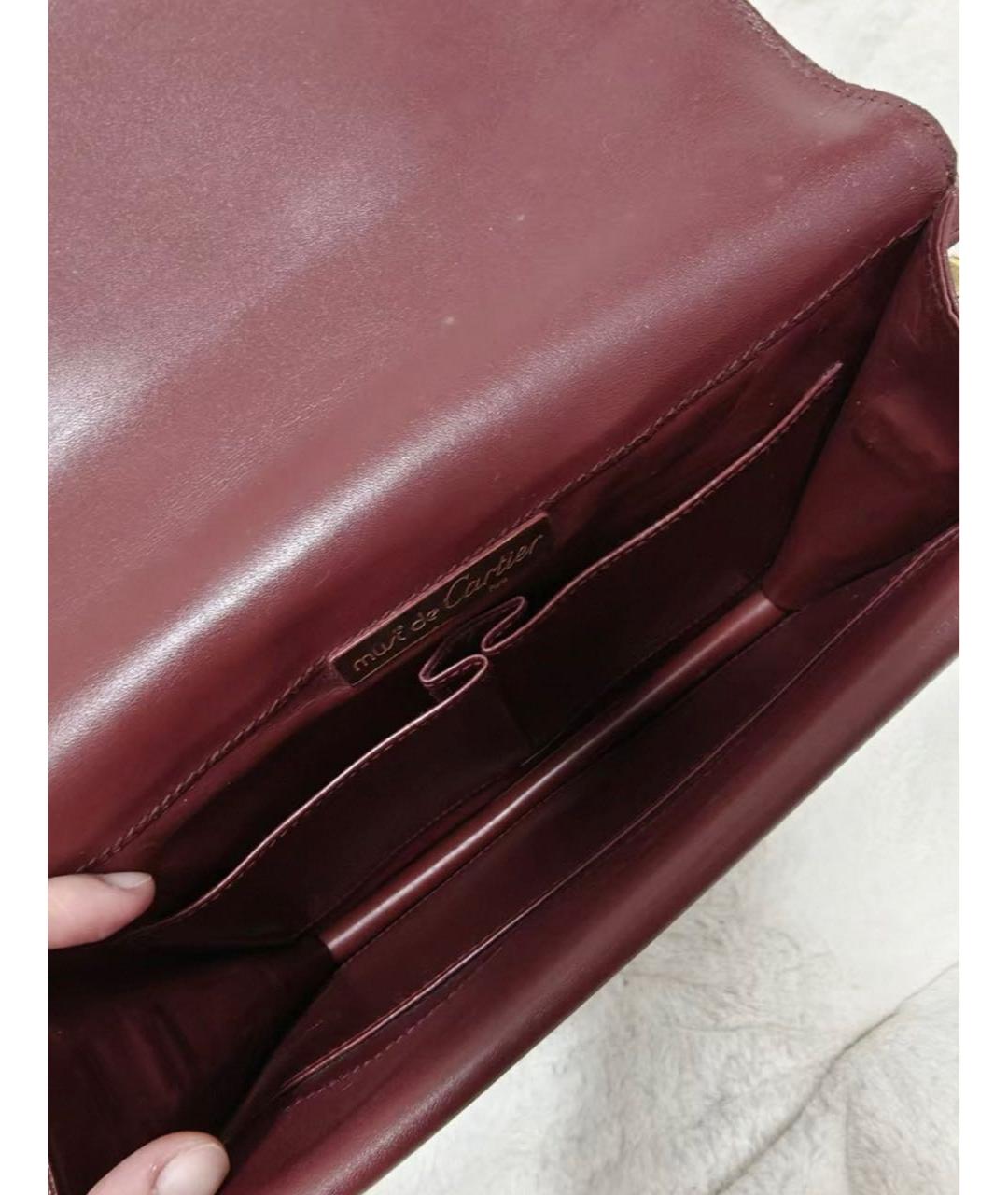CARTIER Бордовая кожаная сумка через плечо, фото 3