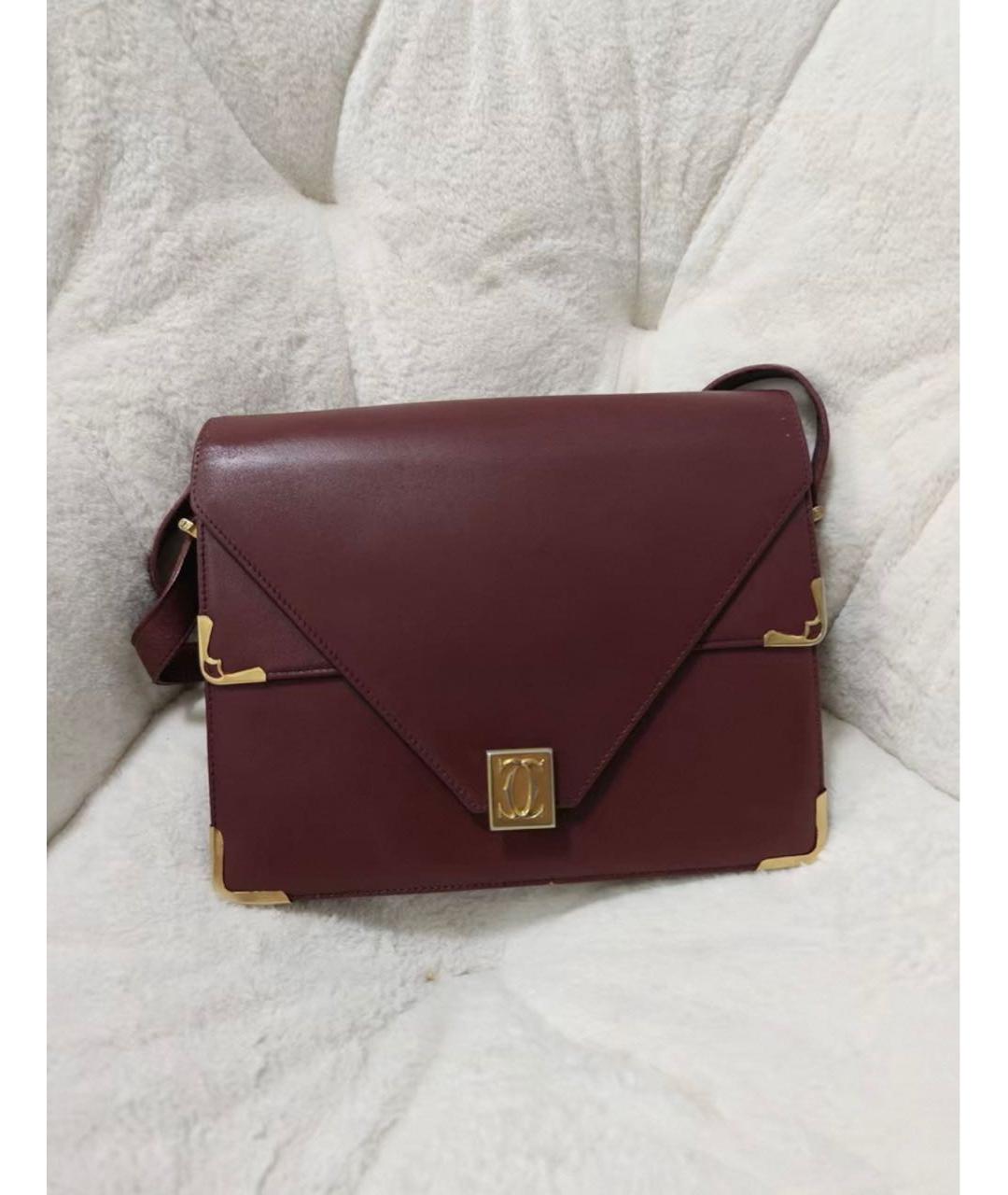CARTIER Бордовая кожаная сумка через плечо, фото 6