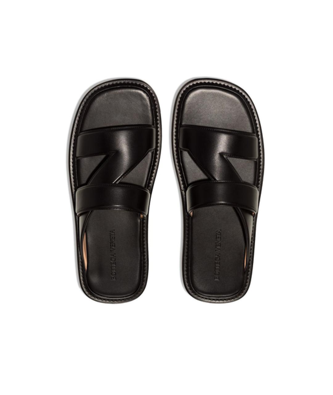 BOTTEGA VENETA Черные кожаные шлепанцы, фото 3