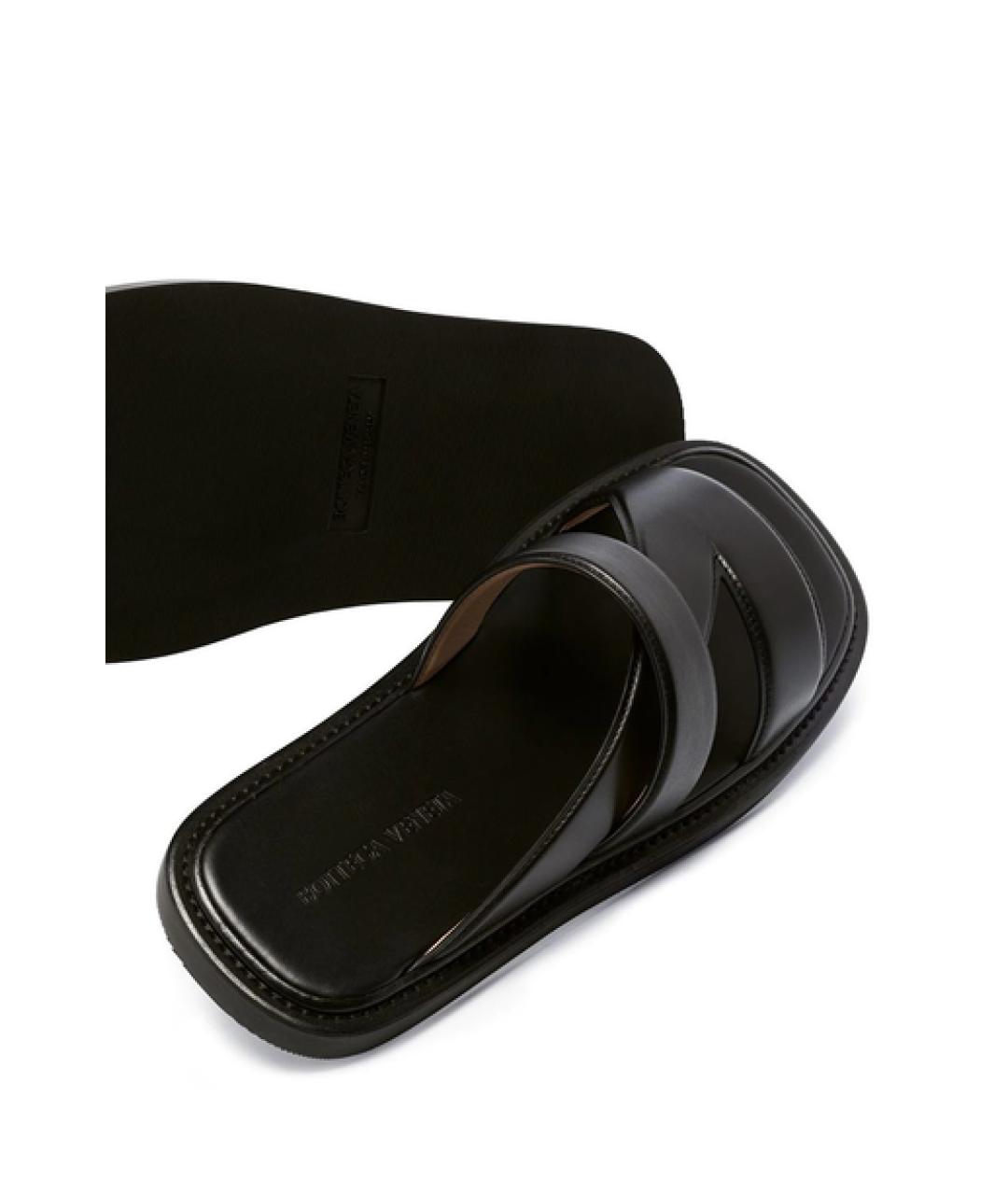 BOTTEGA VENETA Черные кожаные шлепанцы, фото 2