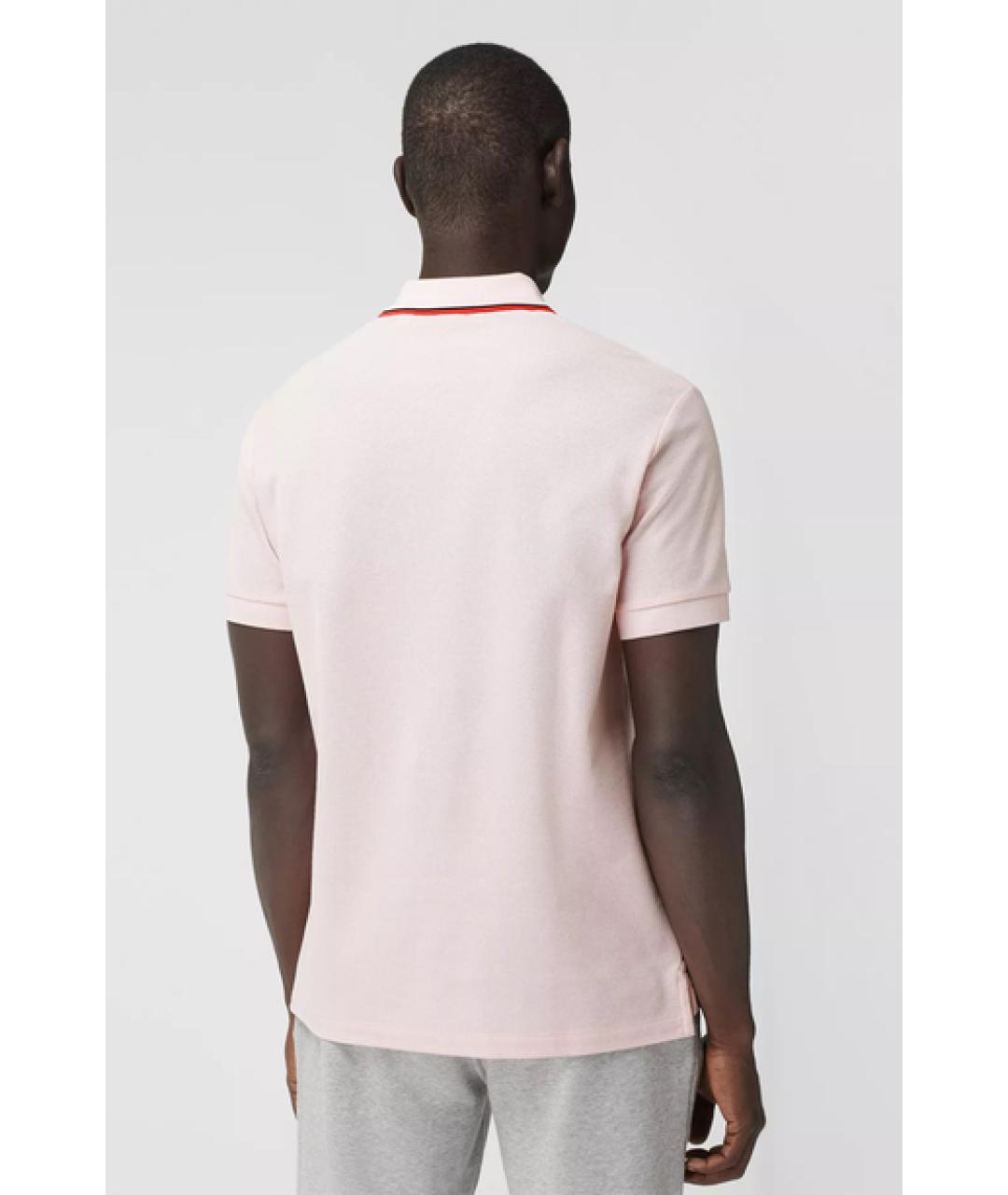 BURBERRY Розовое хлопковое поло с коротким рукавом, фото 3