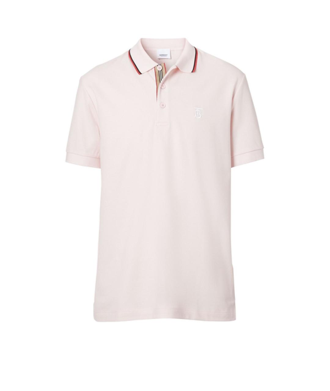 BURBERRY Розовое хлопковое поло с коротким рукавом, фото 1
