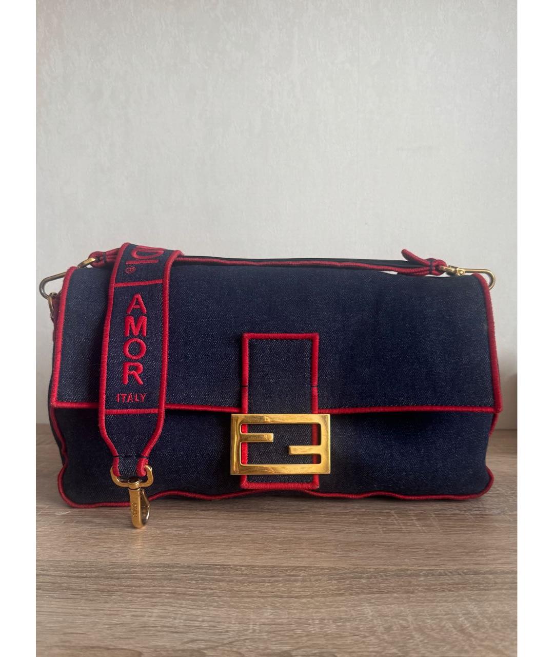 FENDI Синяя деним сумка через плечо, фото 2