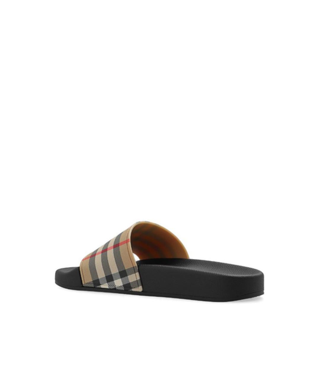 BURBERRY Бежевые резиновые шлепанцы, фото 3