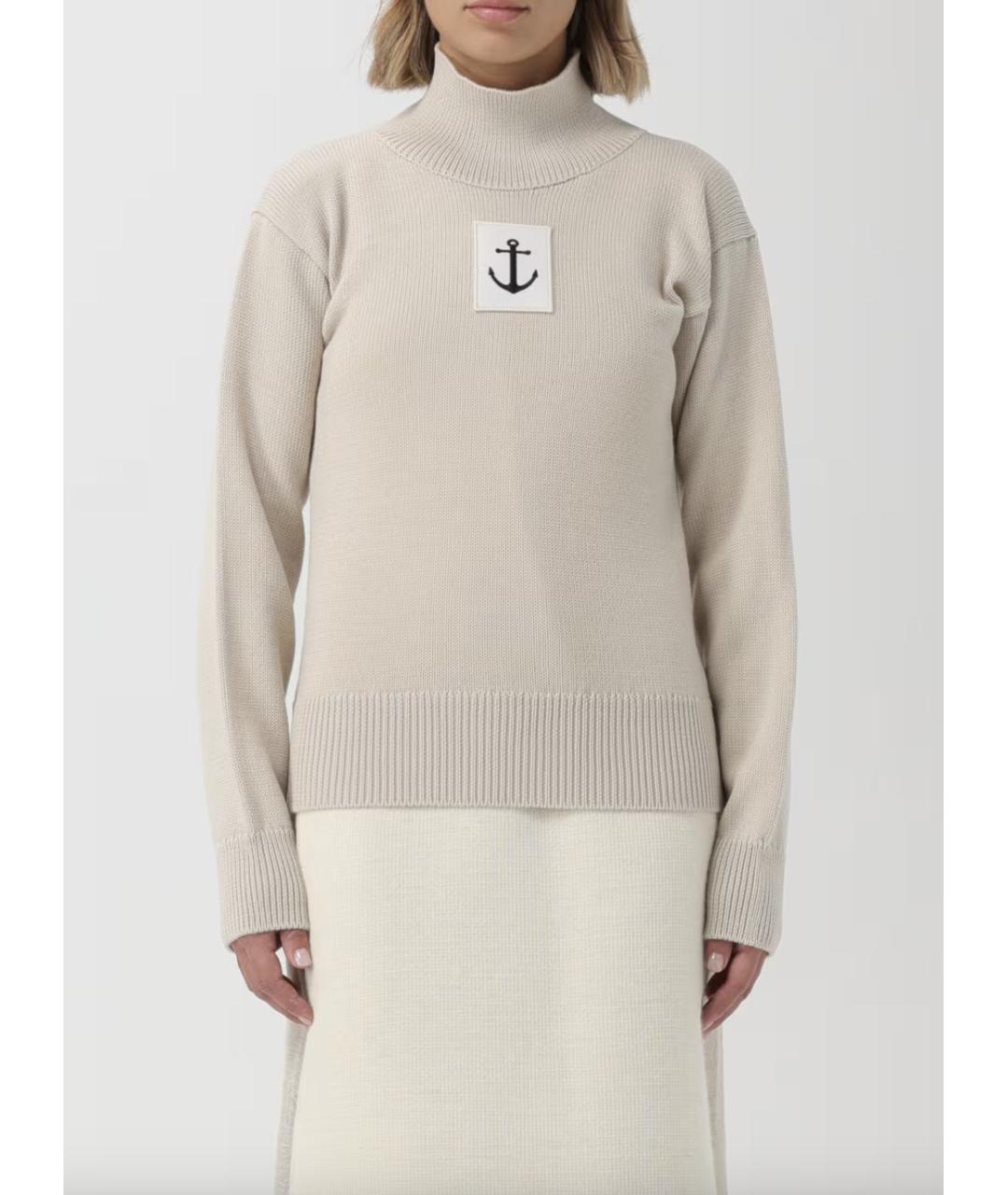 JIL SANDER Бежевый шерстяной джемпер / свитер, фото 3