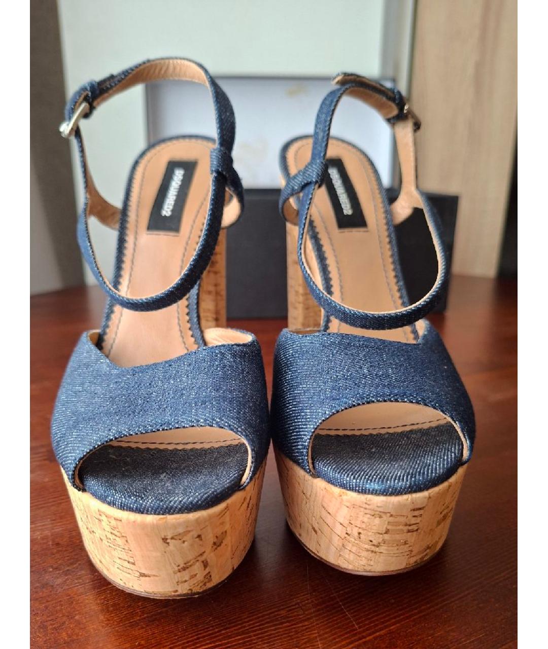 DSQUARED2 Синие текстильные босоножки, фото 5