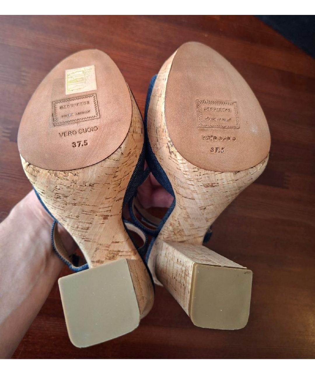 DSQUARED2 Синие текстильные босоножки, фото 6