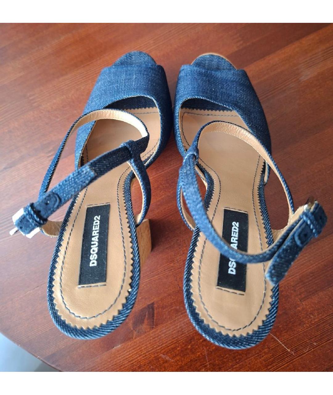 DSQUARED2 Синие текстильные босоножки, фото 3