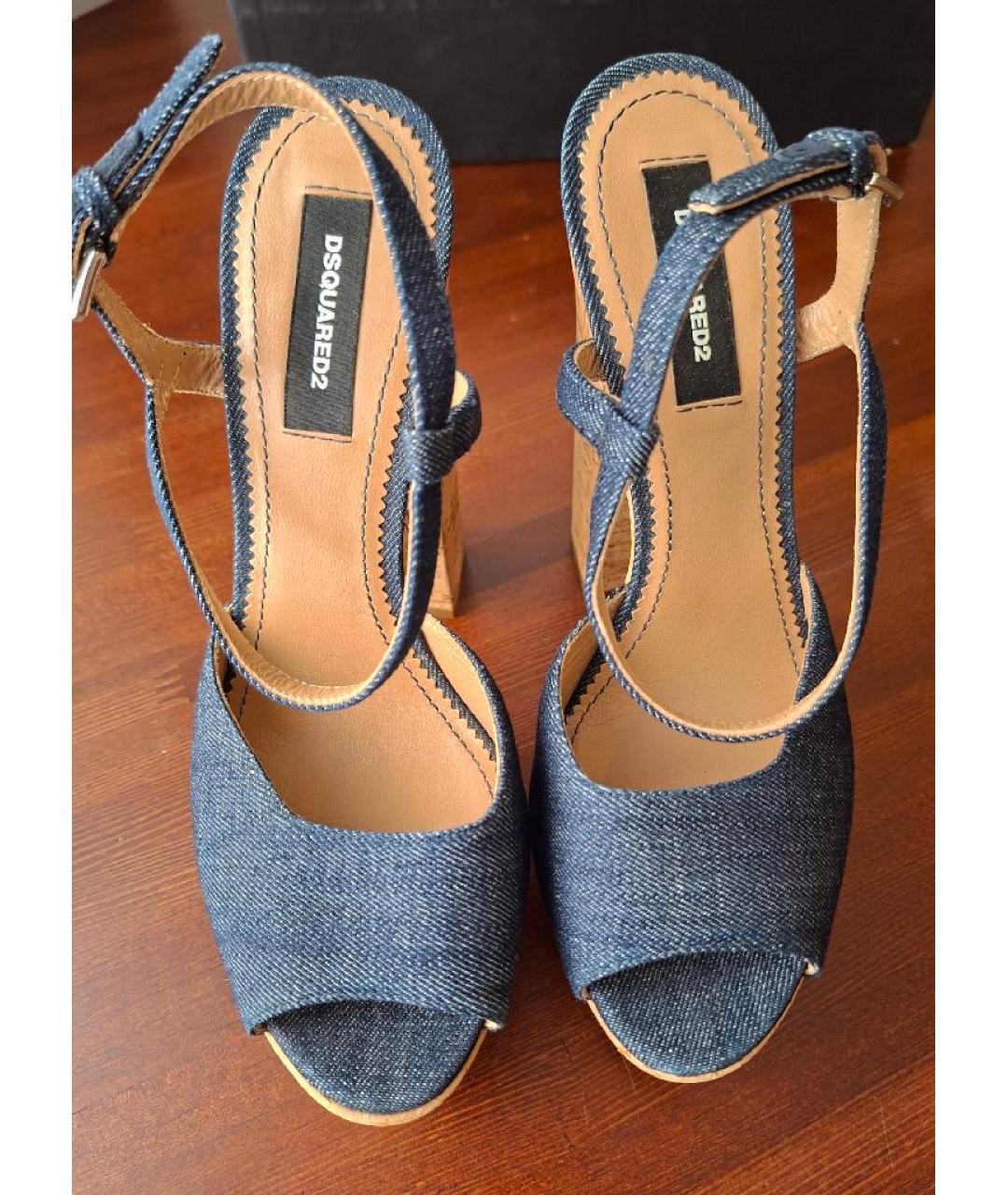 DSQUARED2 Синие текстильные босоножки, фото 2