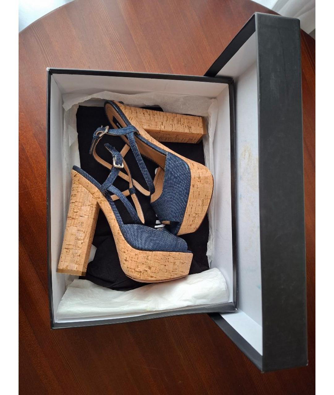 DSQUARED2 Синие текстильные босоножки, фото 7