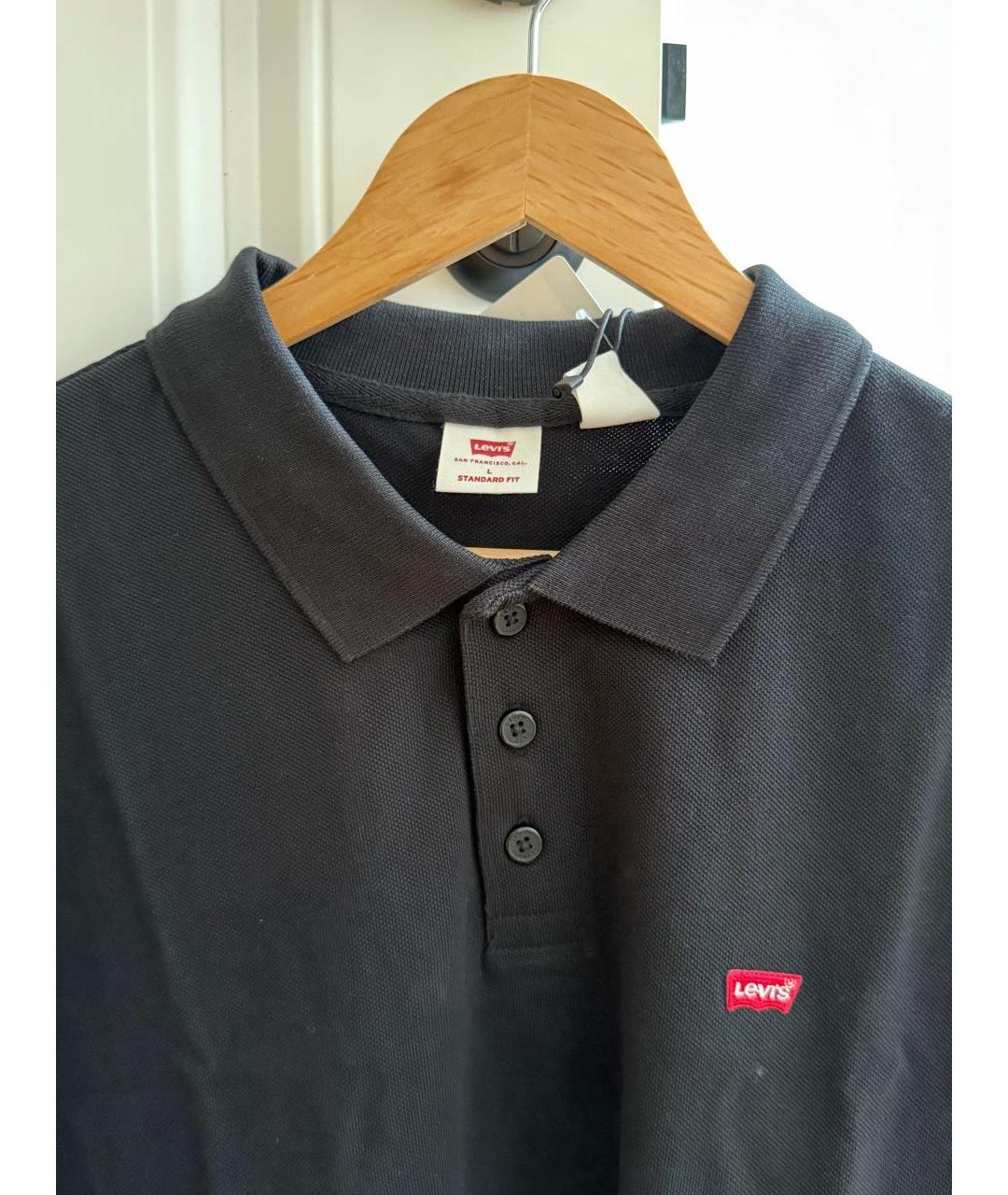 LEVI'S Черное хлопковое поло с коротким рукавом, фото 2