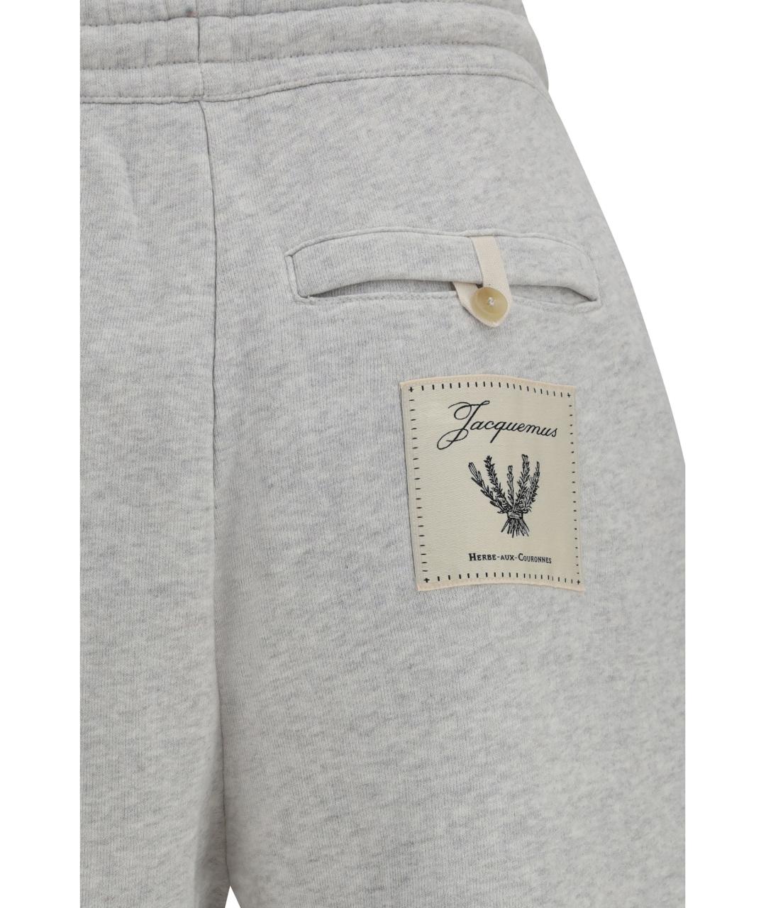 JACQUEMUS Серые хлопковые спортивные брюки и шорты, фото 3