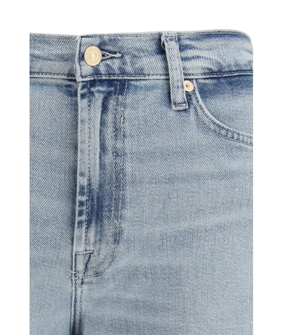 7 FOR ALL MANKIND Голубые хлопковые прямые джинсы, фото 3